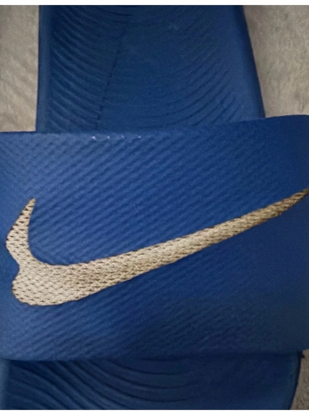 Nike Kids Blue Slide Sandals with White Swoosh Accent, Size 1Y